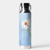 Bouteille D'eau Bouquet Aquarelle Daisy Sur Bleu (Avant)