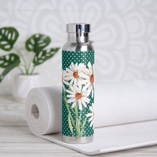 Bouteille D'eau Bouquet Aquarelle Daisy Sur Les Pois Caillés (Yoga)