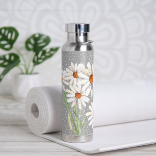 Bouteille D'eau Bouquet de marguerite aquarelle à points