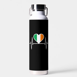 Bouteille D'eau Bouton de coeur du drapeau irlandais
