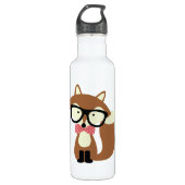Bouteille D'eau Bow Cravate et lunettes Hipster Renard Brown (Devant)