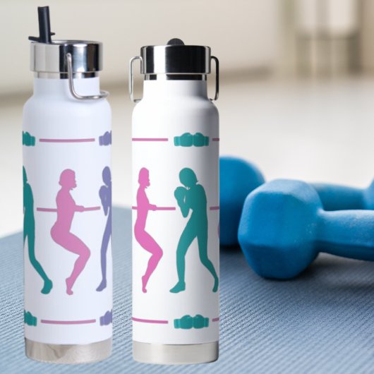Bouteille D'eau Boxe Barre Colorful Femme Silhouettes