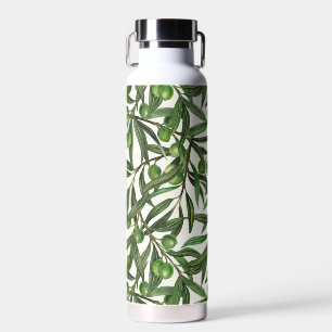 Bouteille D'eau Branches d'olive sur blanc