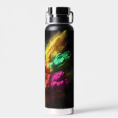 Bouteille D'eau Bras en poudre arc-en-ciel sur noir (Arrière)