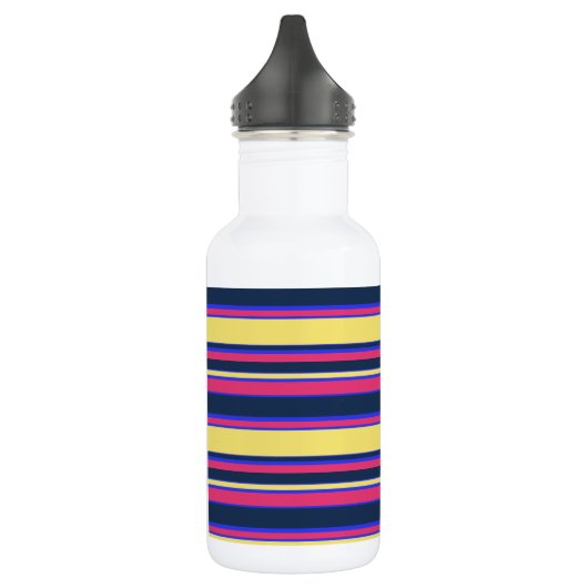 Bouteille D'eau Brayures rose, jaune et bleue (Gauche)
