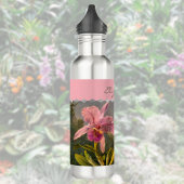 Bouteille D'eau Brazilian Cattelya Orchid Hummingbird Monogrammed