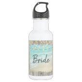 Bouteille D'eau Bride Rustic Beach Éclairage Mariage Océan (Devant)
