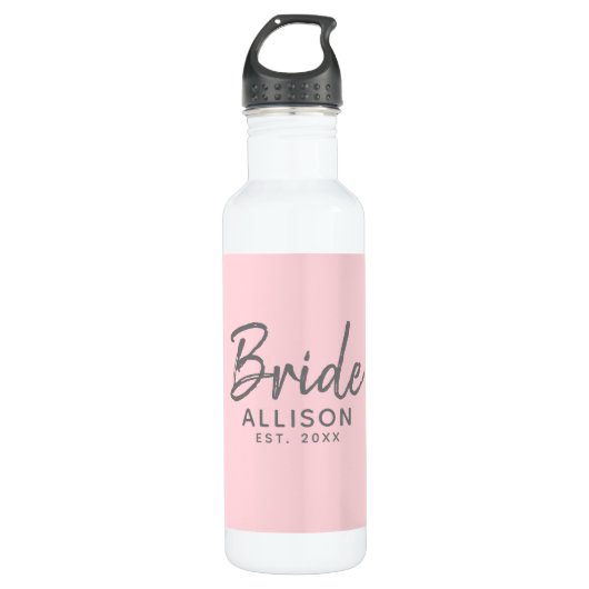 Bouteille D'eau Bride Script Blush Rose établi Personnalisé  (Devant)