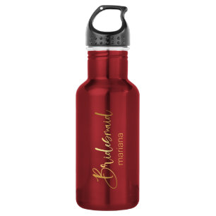 Bouteille D'eau bridesmaid or script nom personnalisé rouge