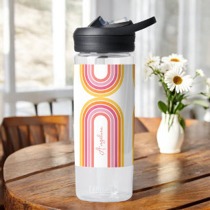 Bouteille D'eau Bright Girl Rainbow Stripes Motif avec nom