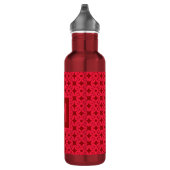 Bouteille D'eau Bright Red Ornate Pattern Monogrammed (Droite)
