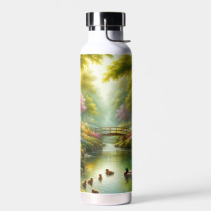 Bouteille D'eau Brook de printemps avec canards/fleurs