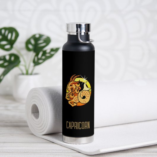 Bouteille D'eau Brown et or Capricorne signe zodiac noir (Yoga)