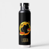 Bouteille D'eau Brown et or Libra signe zodiaque noir (Gauche)