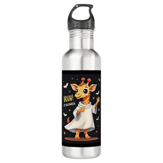 Bouteille D'eau Bruh Son Halloween drôle Dabbing Ghost Giraffe Lon (Devant)