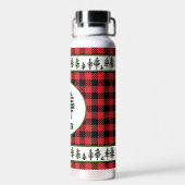 Bouteille D'eau Buffalo Plaid Avec Frontière À feuillage persistan (Arrière)