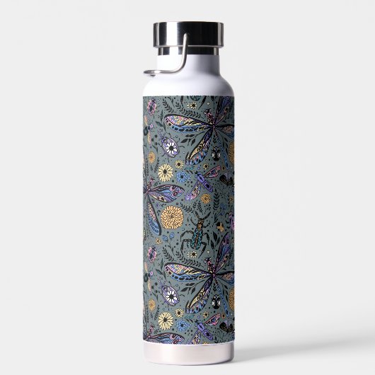 Bouteille D'eau Bugs de Doodle sur le gris de latte (Plage)