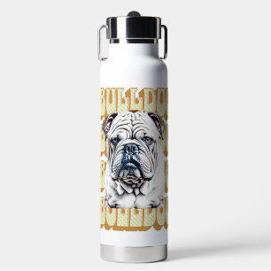 Bouteille D'eau Bulldog anglais avec police rétro