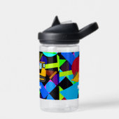 Bouteille D'eau Bulldozer Jaune, Formes géométriques colorées, Nom (Gauche)