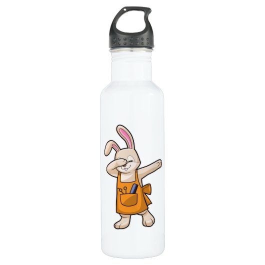 Bouteille D'eau Bunny comme coiffeur avec peigne et ciseaux (Devant)