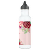 Bouteille D'eau Burgundy moderne Blush Nom floral (Droite)