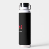 Bouteille D'eau Business Modern Black Red 3 Lettre Monogramme Logo (Arrière)
