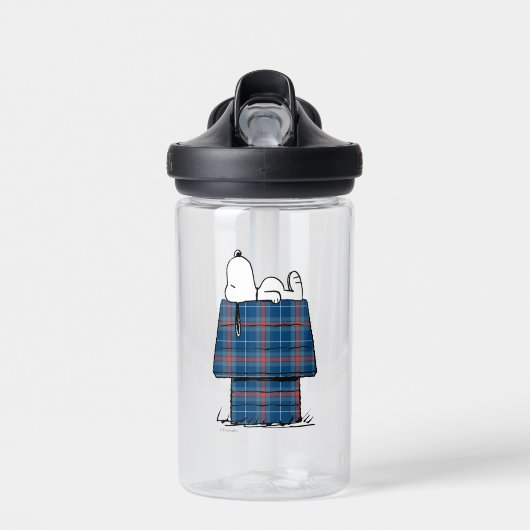 Bouteille D'eau cacahuètes | Snoopy Plaid Flannel Holiday Dog Hous (Avant)