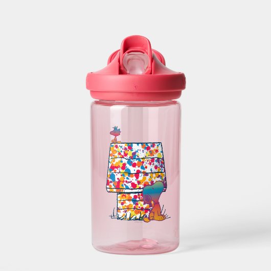 Bouteille D'eau cacahuètes | Snoopy & Woodstock Rainbow Paint (Avant)