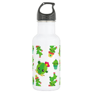 Bouteille D'eau Cactus mignon, Cactus vert, Motif de cactus