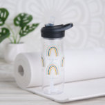 Bouteille d'eau cadeau bleu moderne élégant arc-en<br><div class="desc">cadeau moderne bleu jaune élégant arc-en-ciel</div>