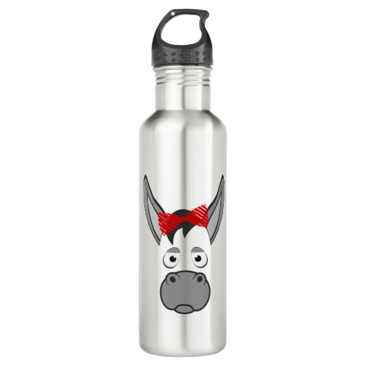 Bouteille D'eau Cadeau de costume d'Halloween animal d'âne floral (Devant)