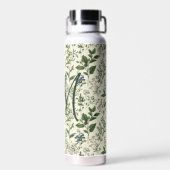 Bouteille D'eau Cadeau de fleurs botaniques vert sauge initiale mo (Arrière)