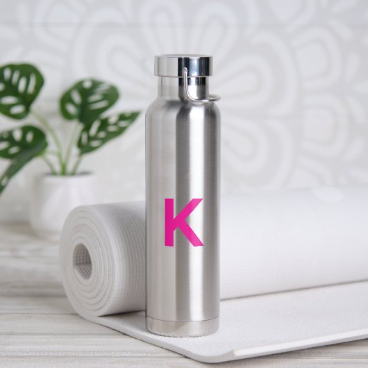 Bouteille D'eau Cadeau de lettre initiale monogramme rose chaud po (Yoga)