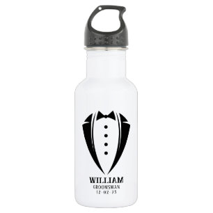 Bouteille D'eau Cadeau moderne noir et blanc Tuxedo Groomsman