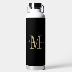 Bouteille D'eau Cadeau personnalisé Monogramme noir et or