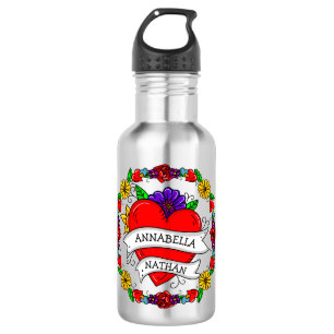 Bouteille D'eau Cadeau romantique à deux Art du style tatouage