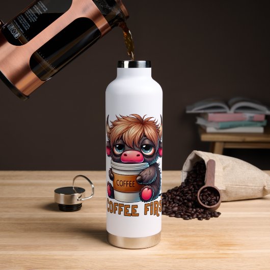 Bouteille D'eau Café d'abord (Café (pivotée))