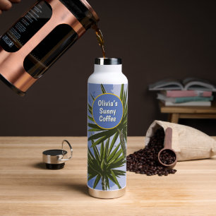 Bouteille D'eau Café Ensoleillé Personnalisé Yucca Tropical