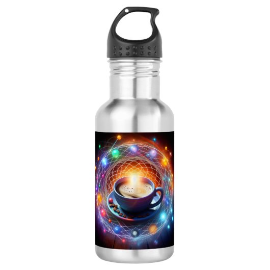 Bouteille D'eau Café et Cosmos : une synergie de l'énergie (Devant)