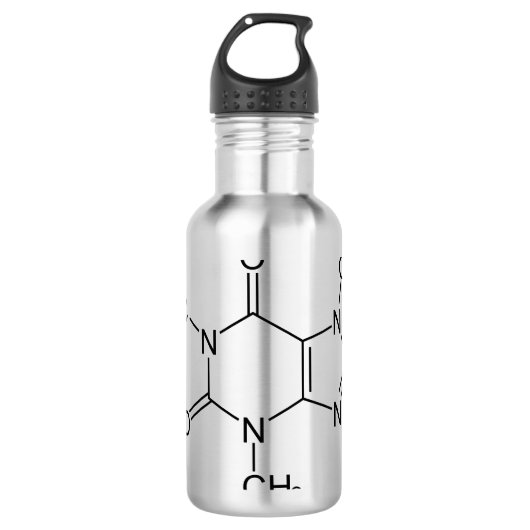 Bouteille D'eau Caféine Molécule Chimie Café Atomes (Devant)