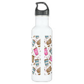 Bouteille D'eau Cafés, Haricots, Coeurs, Amateur De Café (Dos)