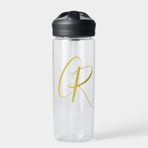 Bouteille D'eau Calligraphie couleur or monogramme moderne minimal