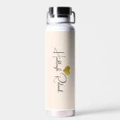 Bouteille D'eau Calligraphie de nom Monogramme Cœur Pêche (Arrière)