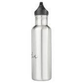 Bouteille D'eau Calligraphie Elégant Noir Blanc Plaine Nom simple (Droite)