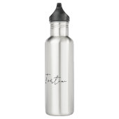 Bouteille D'eau Calligraphie Élégante Noir & Blanc Plaine Simple (Droite)