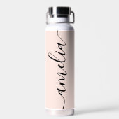 Bouteille D'eau Calligraphie Féminine Moderne Rose Pâle (Arrière)