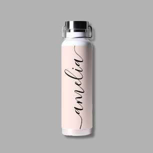 Bouteille D'eau Calligraphie Féminine Moderne Rose Pâle