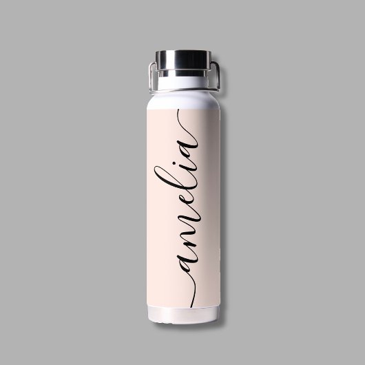 Bouteille D'eau Calligraphie Féminine Moderne Rose Pâle