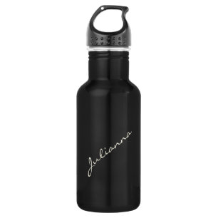 Bouteille D'eau Calligraphie moderne minimaliste Noir Nom blanc