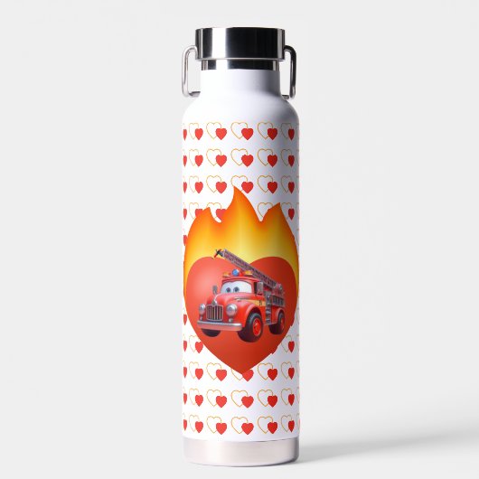Bouteille D'eau Camion de pompier mignon Saint Valentin (Avant)